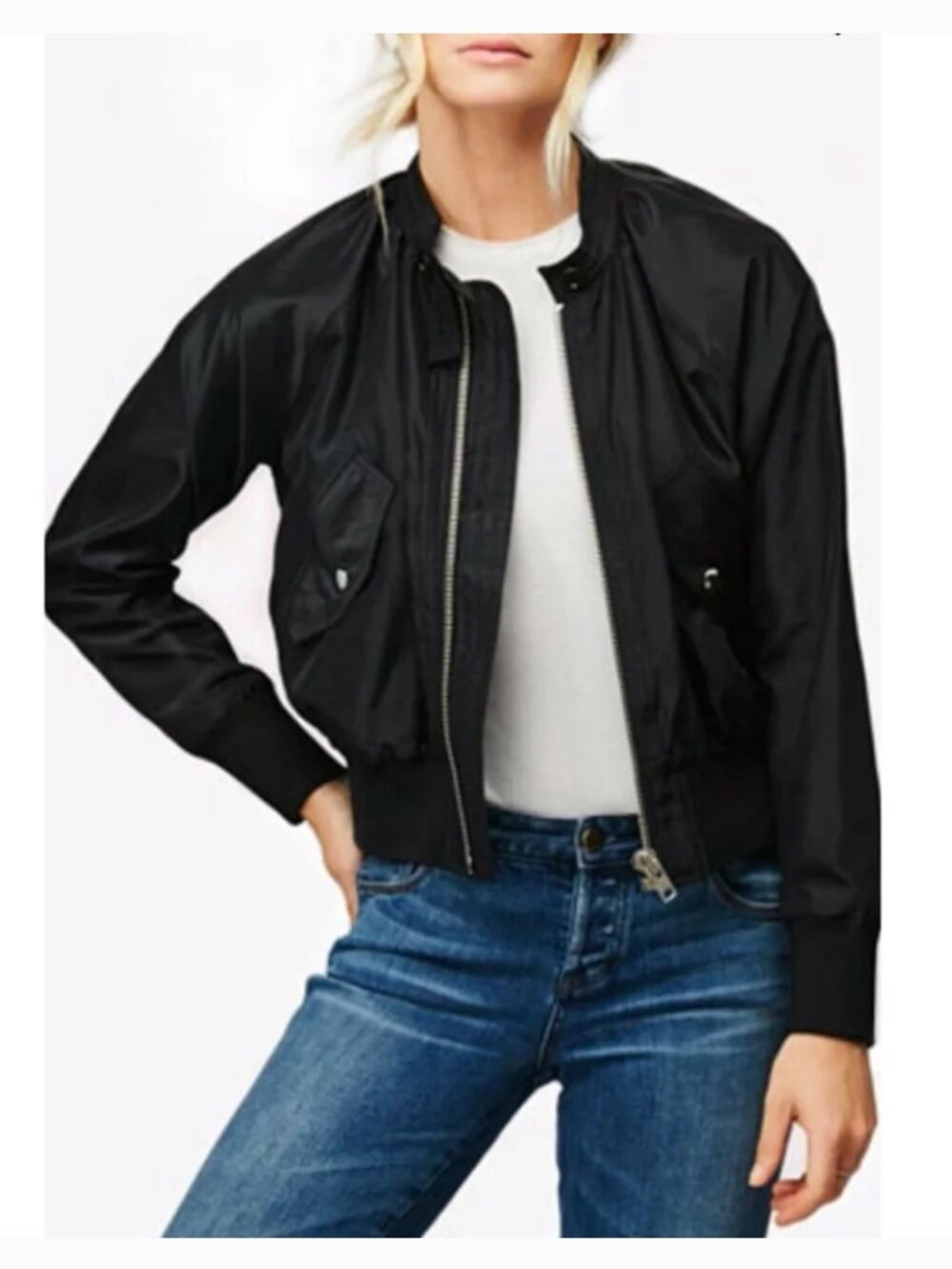 Free People Black Bomber Jacket